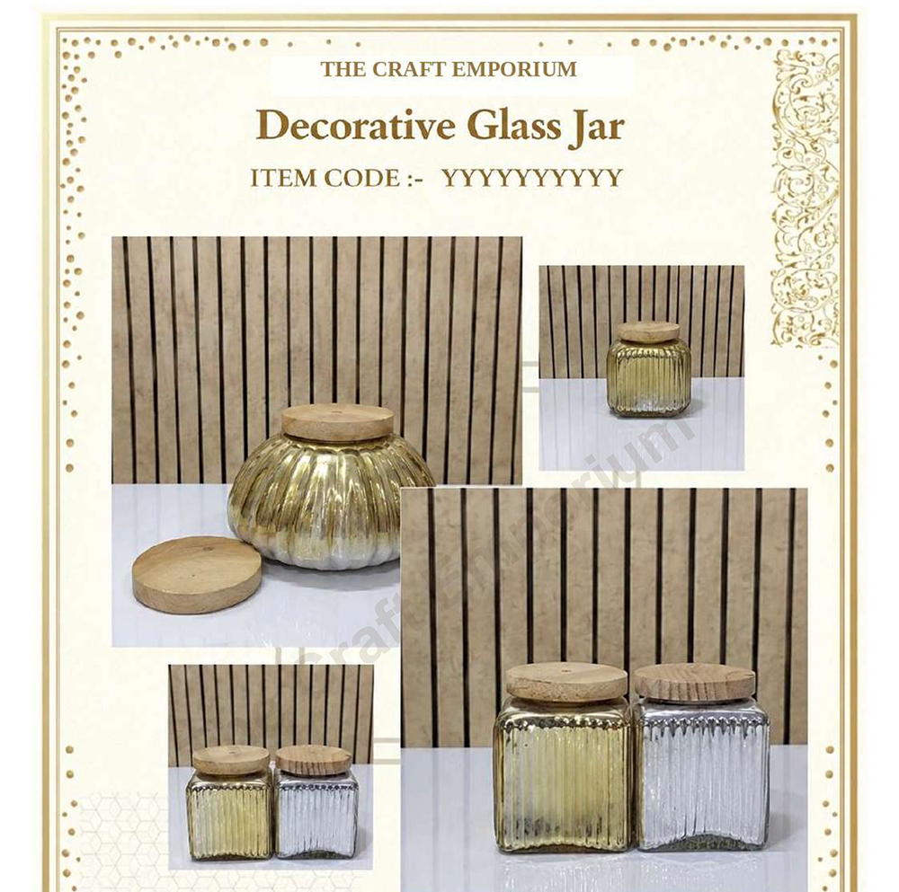 Gold And Silver Decorative Glass Jar