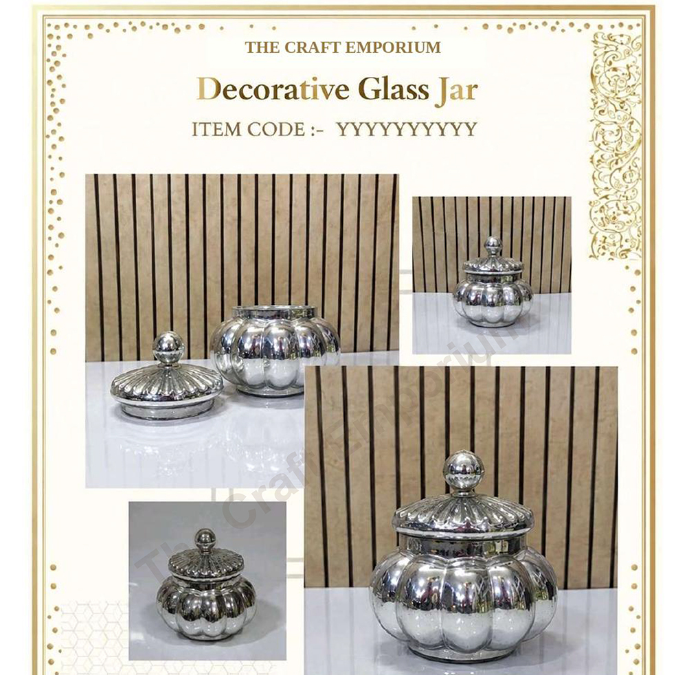 6x6.5 Inch Silver Decorative Glass Jar