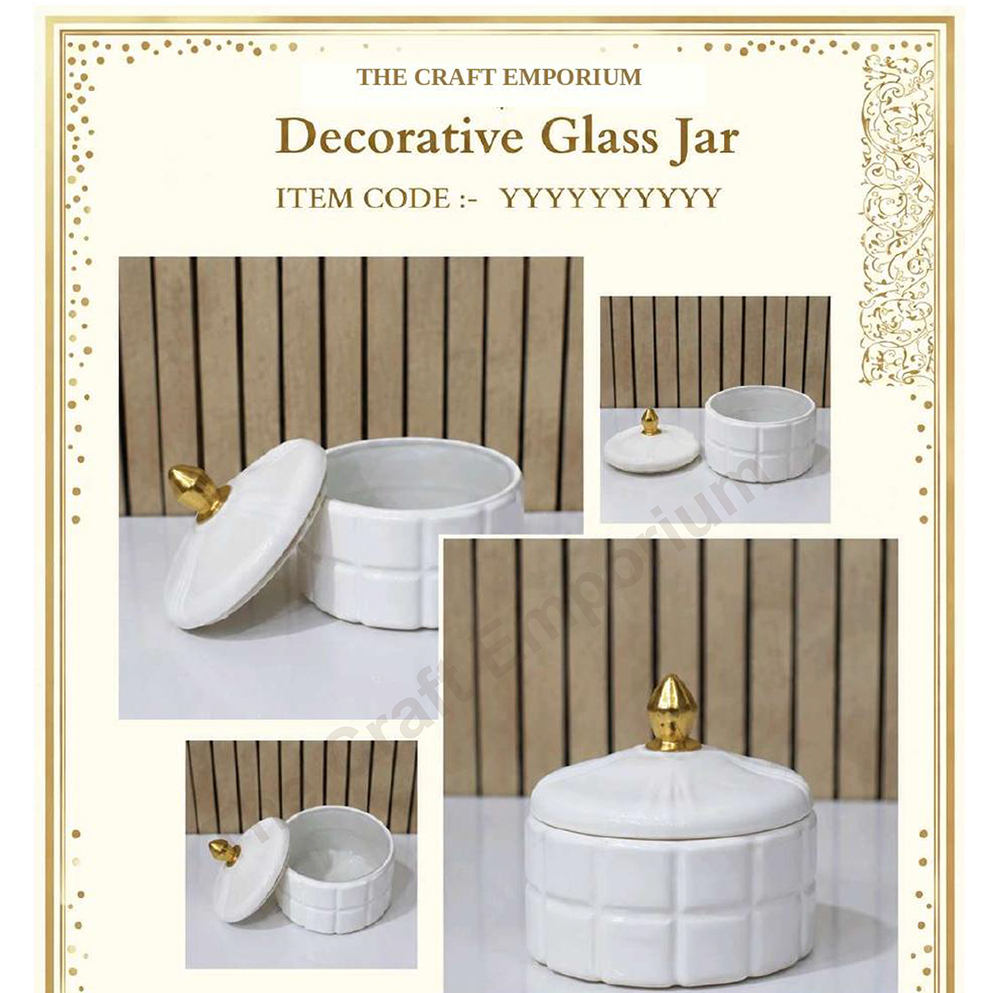 White And Gold Decorative Glass Jar
