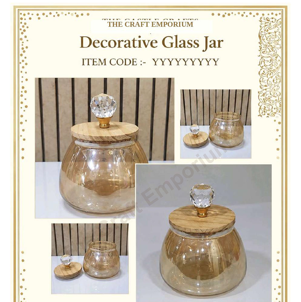 4.5x5.5 Inch Glass And Wood Decorative Glass Jar