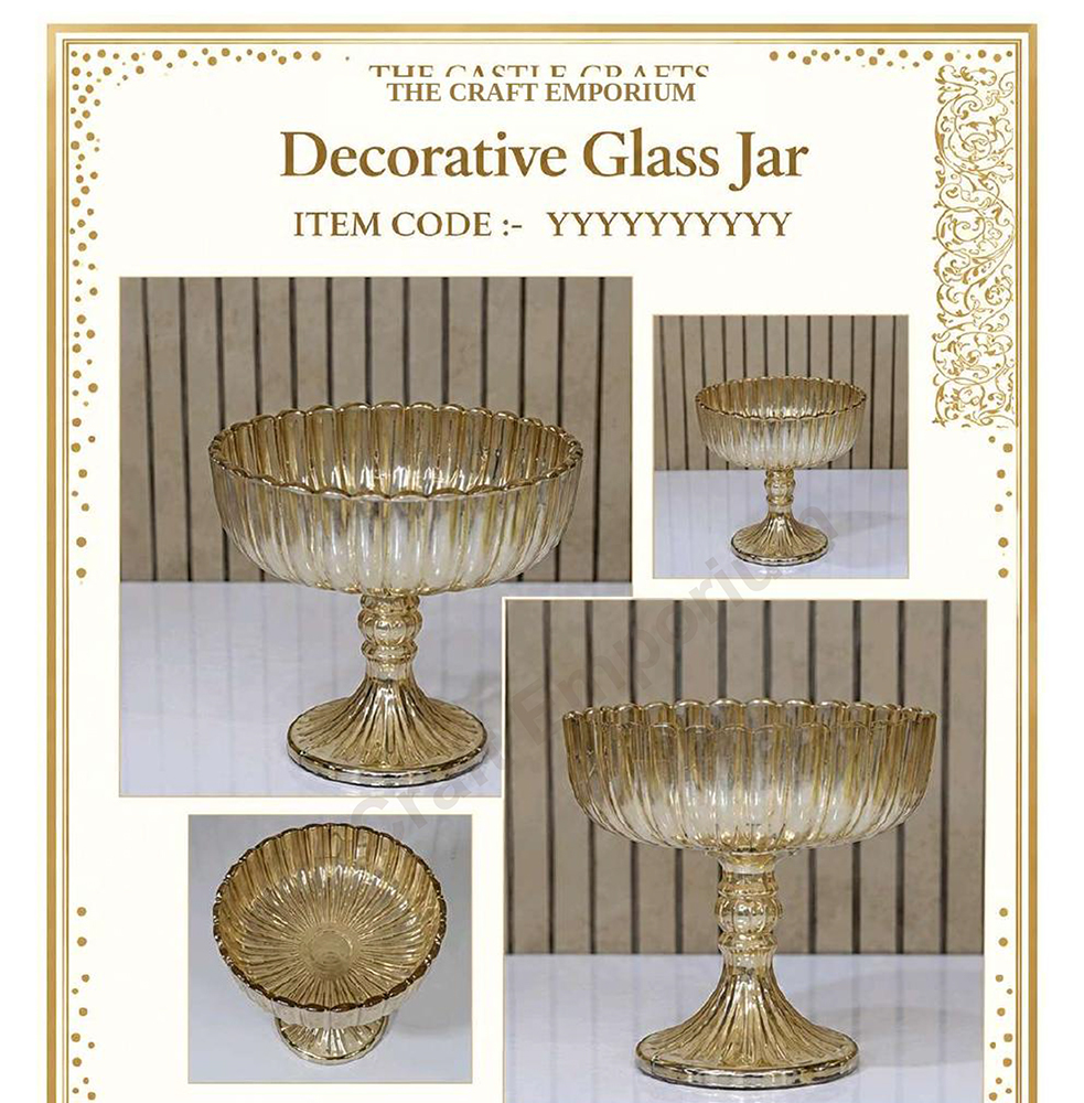 8x7.5 Inch Gold Decorative Glass Jar