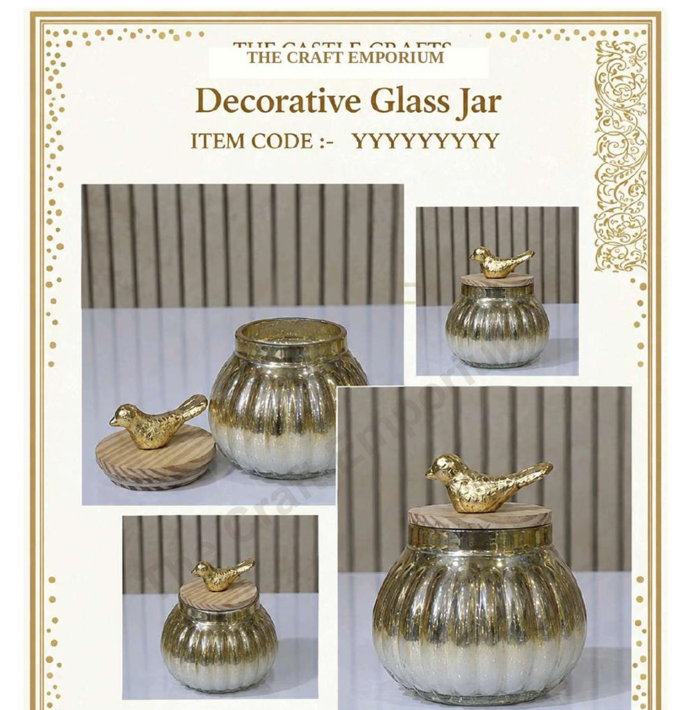 4.5x5 Inch Gold Decorative Glass Jar