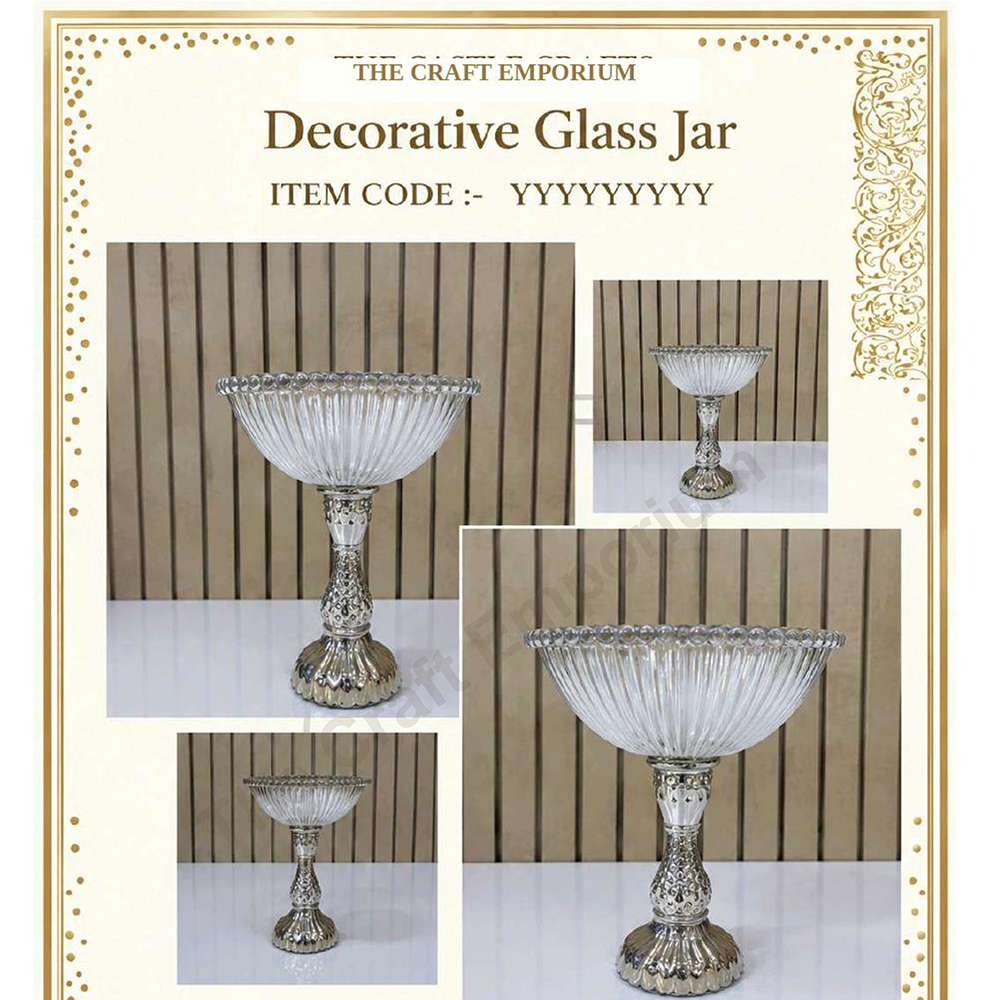 7.5x9 Inch Silver Decorative Glass Jar