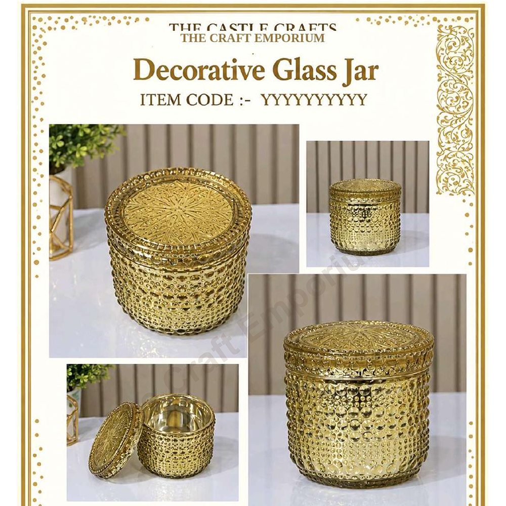4x4 Inch Gold Decorative Glass Jar