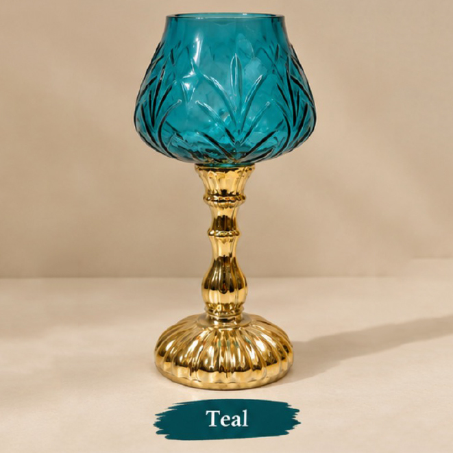 Gold Stem Glass Candle Holder