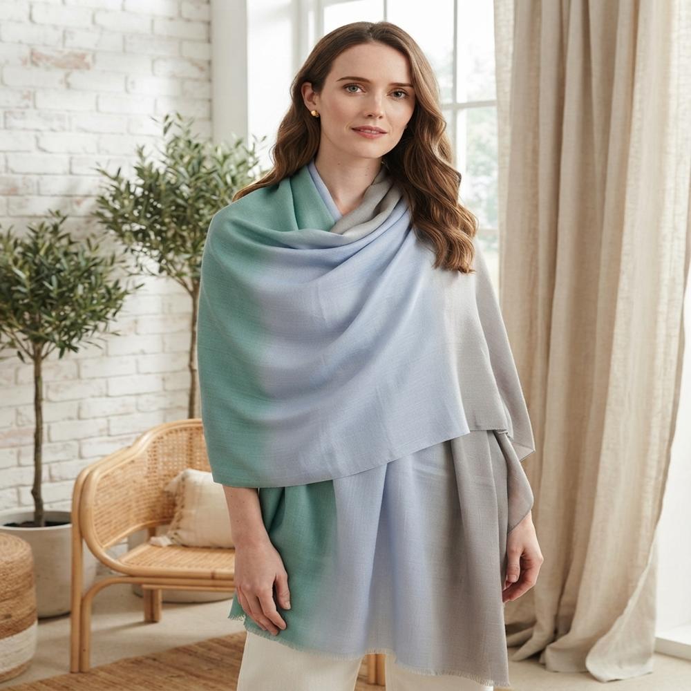 Merino Wool Hand-Dyed Triple Ombre Stoles