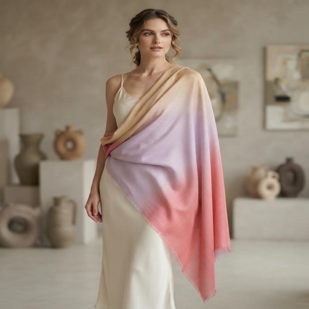 Merino Wool Hand-Dyed Triple Ombre Stoles