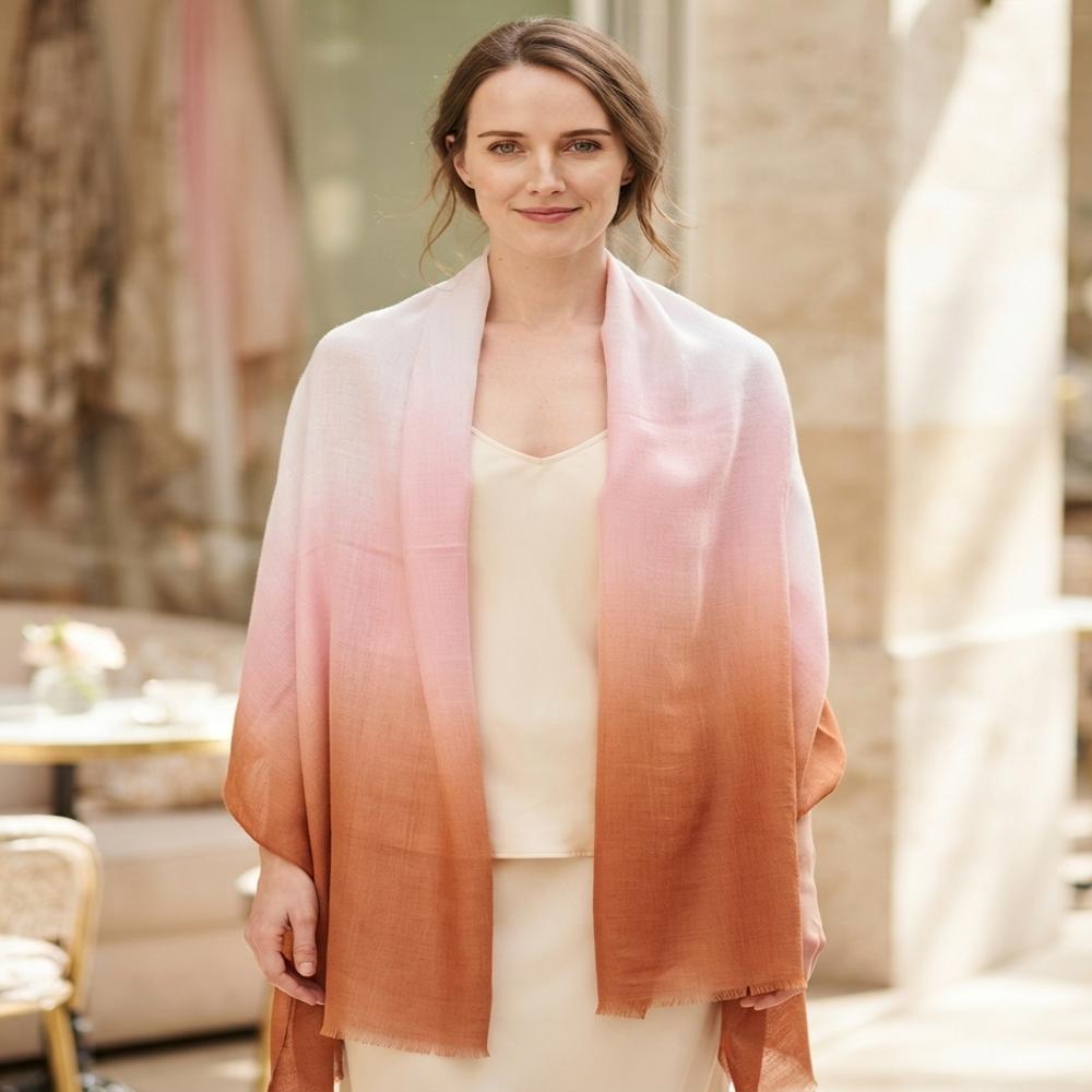 Merino Wool Hand-Dyed Triple Ombre Stoles