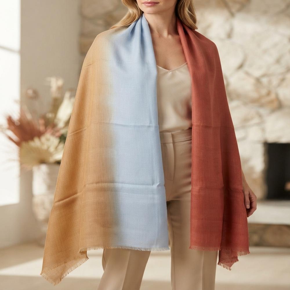 Merino Wool Hand-Dyed Triple Ombre Stoles