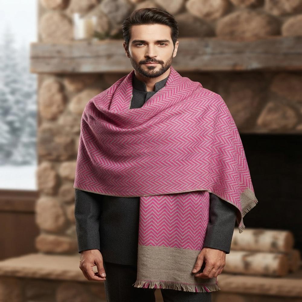 Wool Blended 2ply Thick Weaving Cashmere Gents Shawls