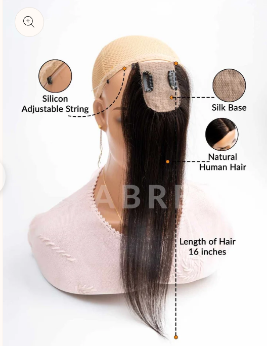 2x3 Skin Base Hair topper with Adjustable Silicon String