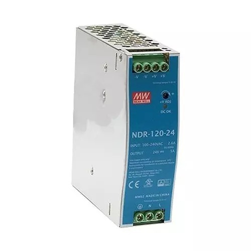Mean Well Power Supply AC-DC, 24V, 5A, NDR-120-24_0A