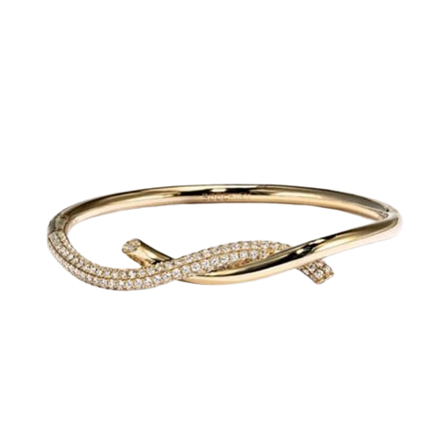 Yellow Gold Half Diamond Ties Bangle