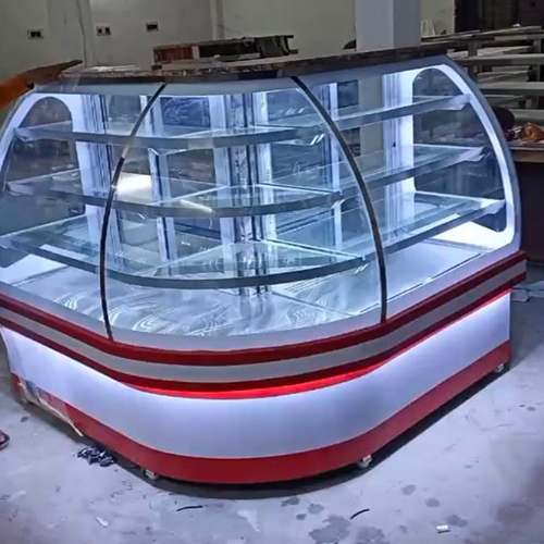 L-Shape Curved Glass Sweet And Bakery Display Counter