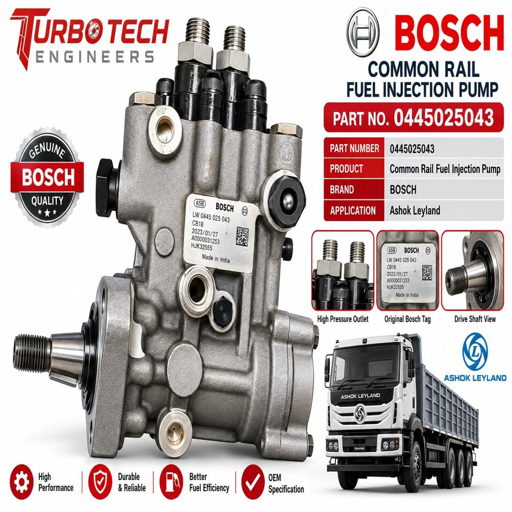 Bosch Common Rail Fuel Injection Pump 0445025043 - Height: 5 Meter (M)