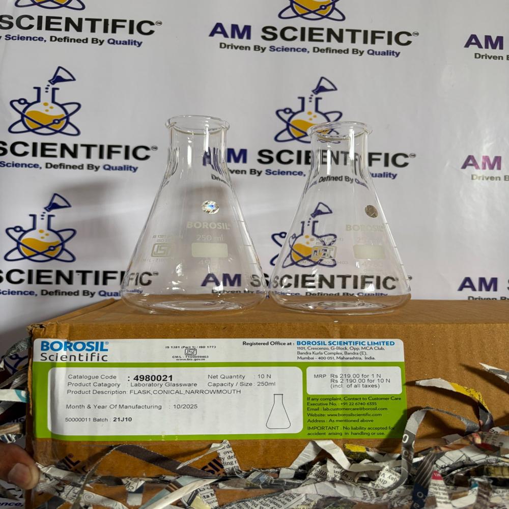 Erlenmeyer Conical Flask Narrow Mouth With Rim 250ml