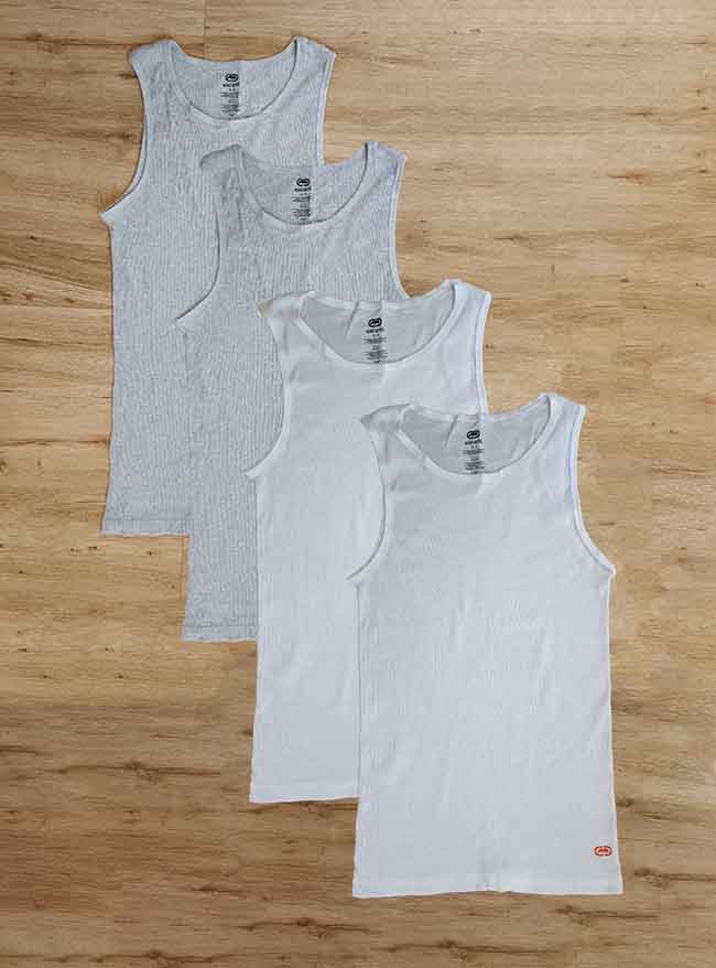 M11794 Mens 4 Pack A-Shirts - Color: White & Grey Melange