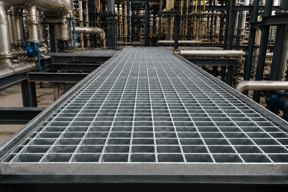 Electroforged Grating - Zinc-coated Steel, High Load Capacity | Variable Dimensions For Walkways, Platforms, And Industrial Flooring