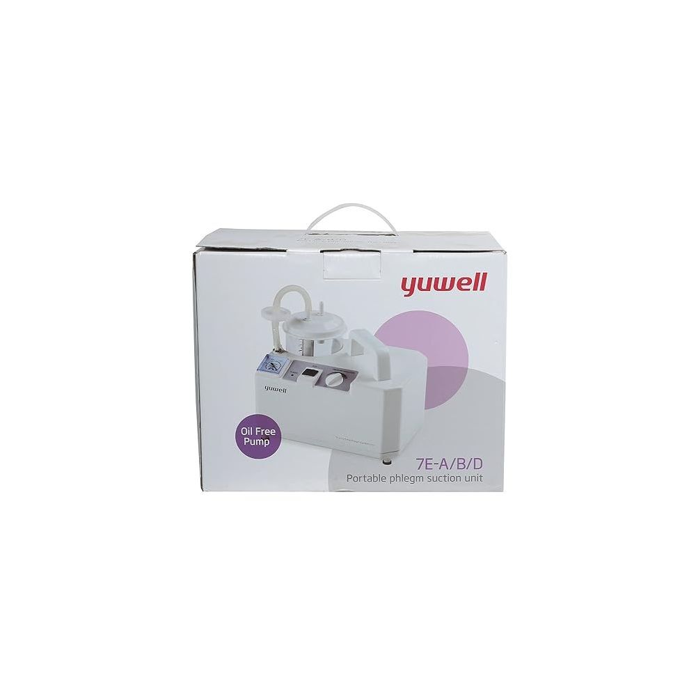 Yuwell 7E-A Portable Phlegm Suction Unit 16 LPM Maintenance Free Pump 1000 ML Polycarbonate Jar