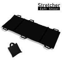 Nylon Foldable Soft Stretcher Portable Emergency Patient Transport with Safety Belt-Black