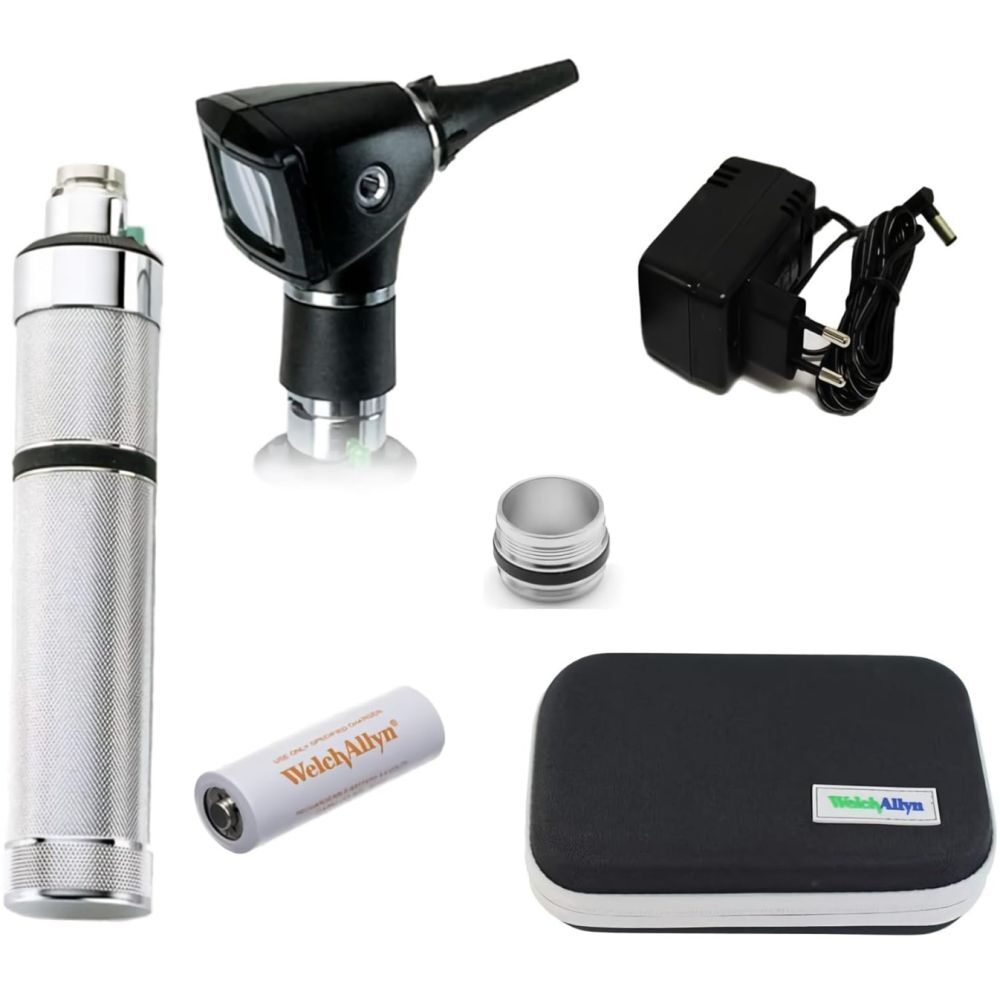 Welch Allyn Diagnostic 3.5 V Halogen HPX illumination Fiber Optic Otoscope Professional Full Set 25282 C