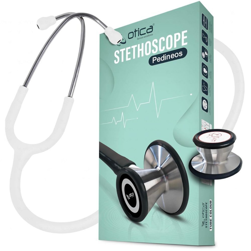 Pedineos Pediatric Dual Head Stainless Steel Stethoscope with Tunable Diaphragm White
