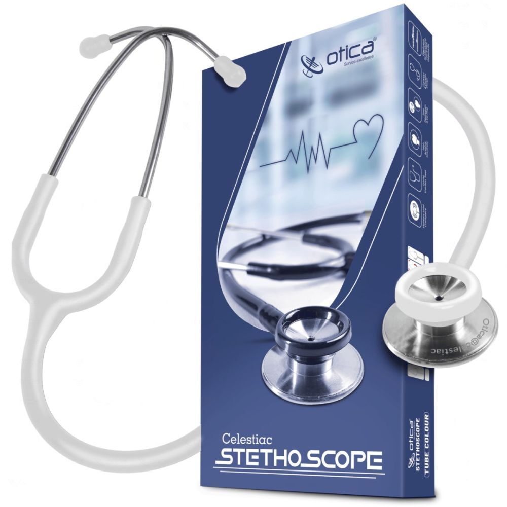 Celestiac Professional EMT Dual Head Stainless Steel Stethoscope for Clinical Use White
