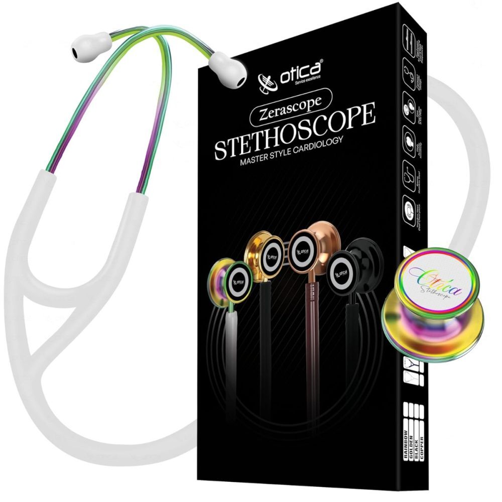 Zerascope Rainbow Finish Double Sided Cardiology Stethoscope High Acoustic Performance White