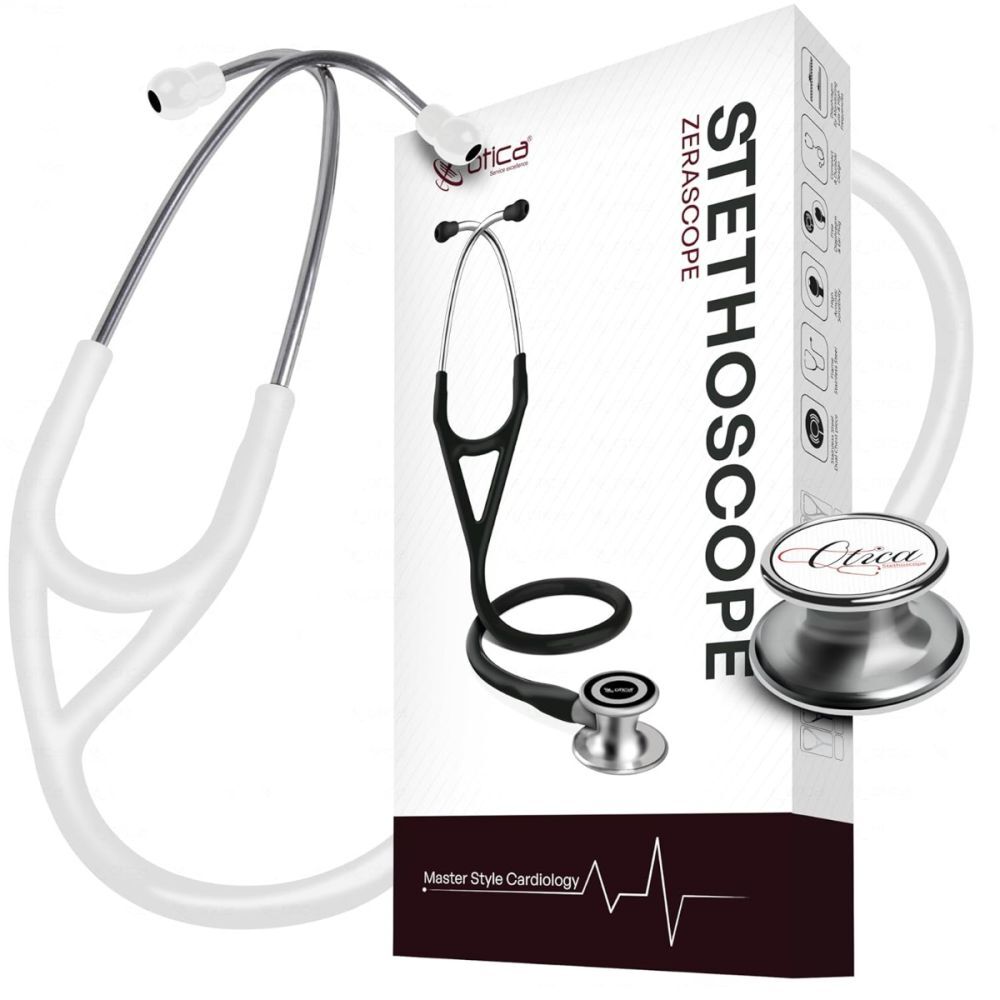 Zerascope Classic Dual Head Stainless Steel Stethoscope with Tunable Diaphragm White