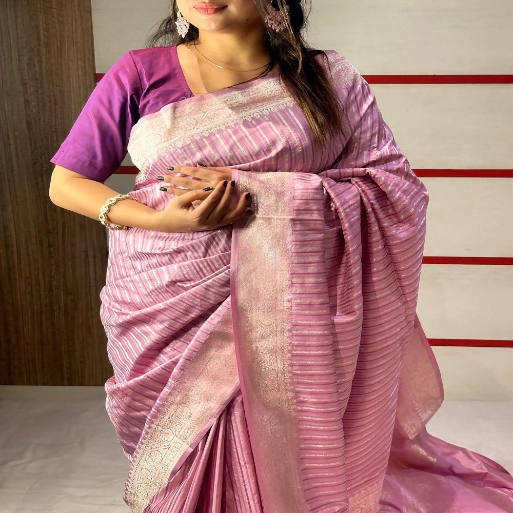 Gulabi Katan Designer Regal Stripe Elegance