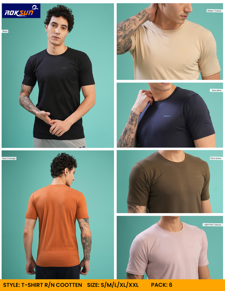 Mens Round Neck Cotton T Shirt
