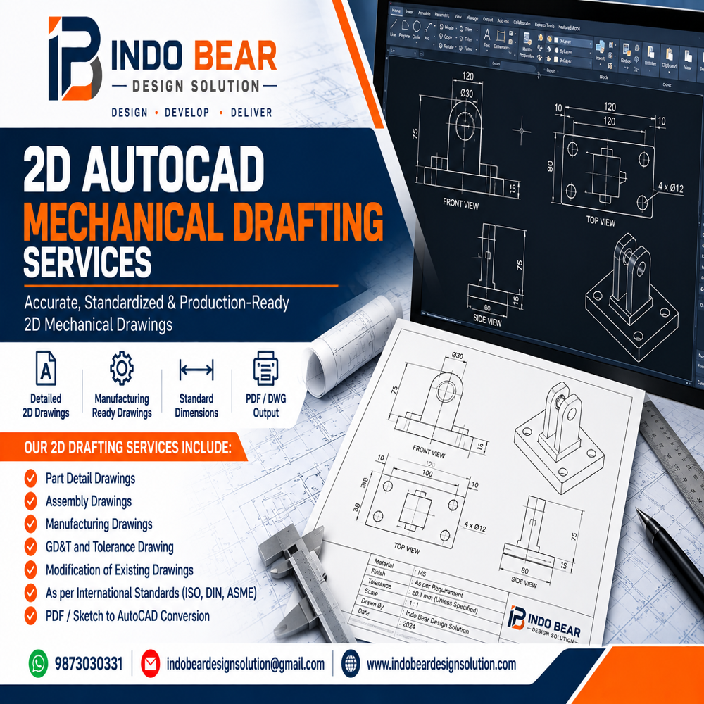 2D AutoCAD Mechanical Drafting Drawing Services