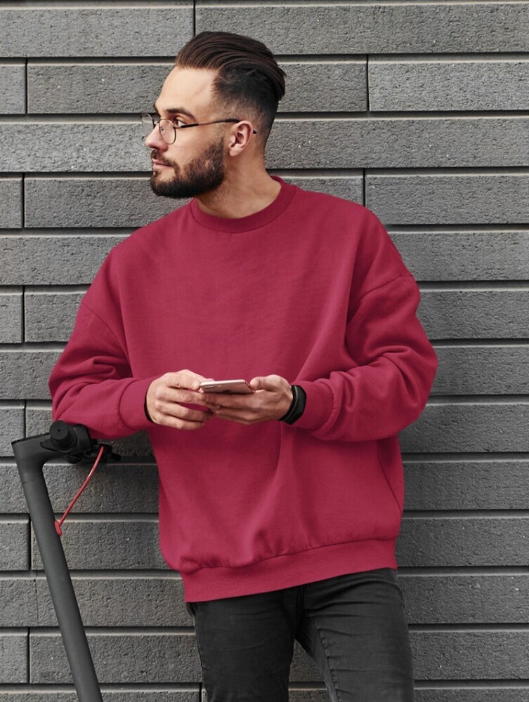 Maroon Plain Mens Sweatshirt - Design: Standard