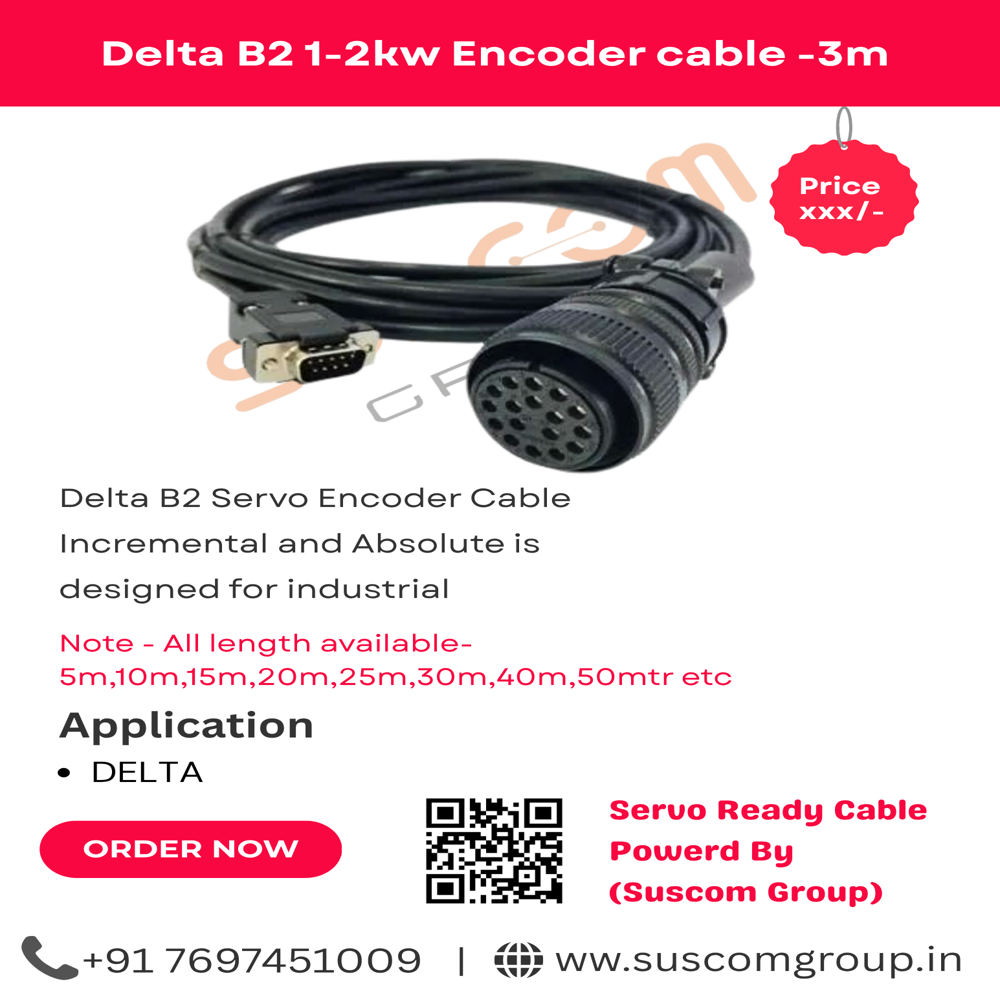 Delta B2 1-2kw Encoder Cable-3m - Application: Industrial
