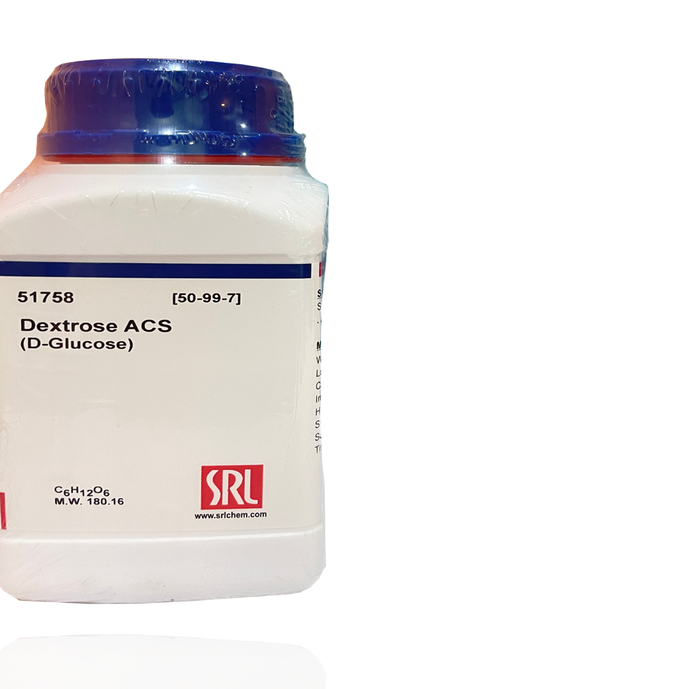 Dextrose Acs (D-glucose) 500g Plastic Bottle - White Crystalline Powder, 99.0% Purity, Odorless, Water Soluble