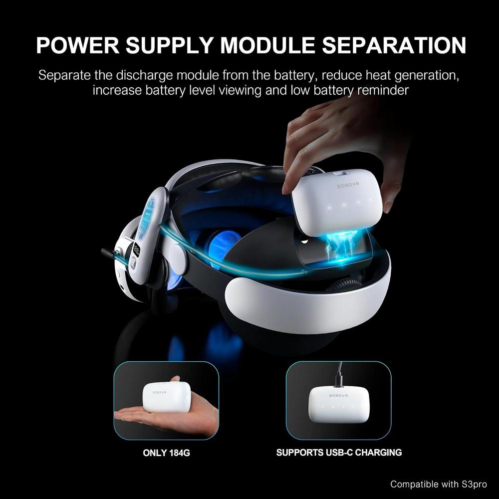 BOBOVR B100 Hot-Swap Battery Pack (10000mAh) for Meta Quest 3 / S3 Pro