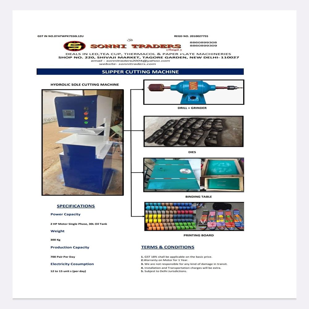 HYDRAULIC SLIPPER MAKING MACHINE WITH ALL SETUP