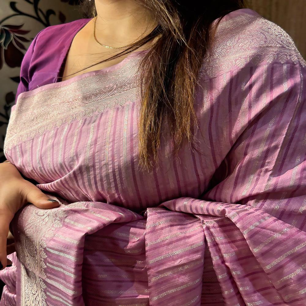 Gulabi Katan Designer Regal Stripe Elegance