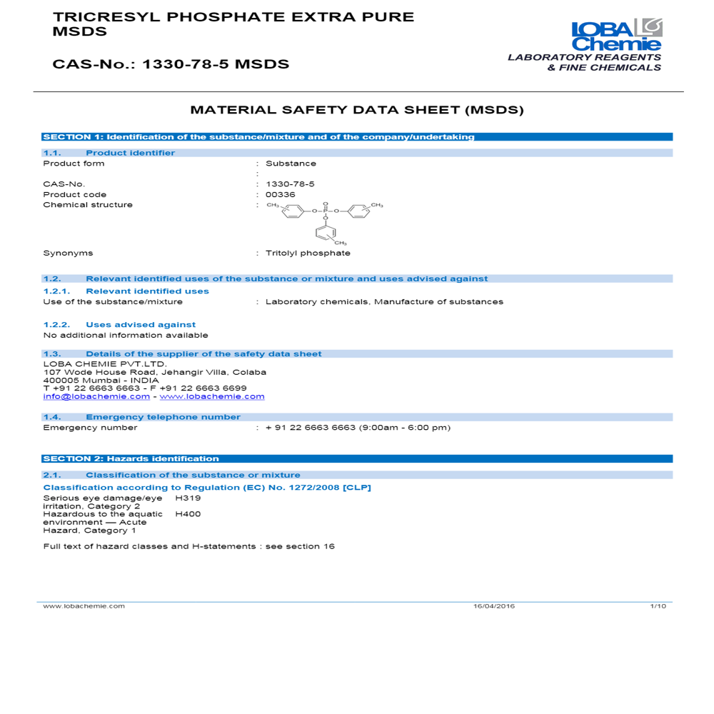 Tricresyl Phosphate Extra Pure