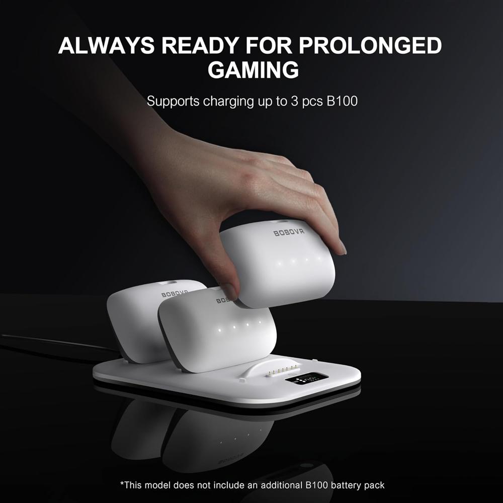 BOBOVR BD3 3-Slot Super Fast Charging Dock with Digital Display (30W Output for B100 Battery Packs)