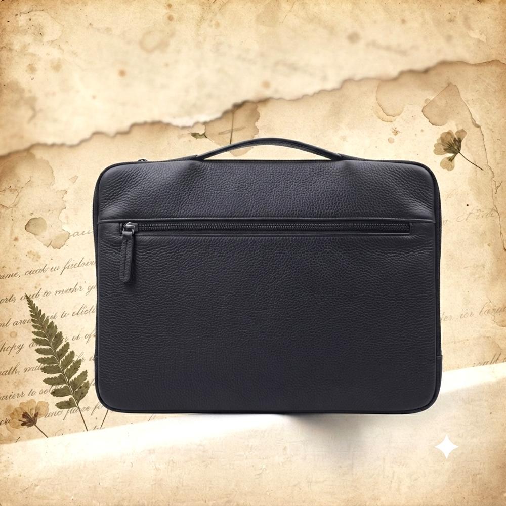 Leather Messenger Bag - Color: Black