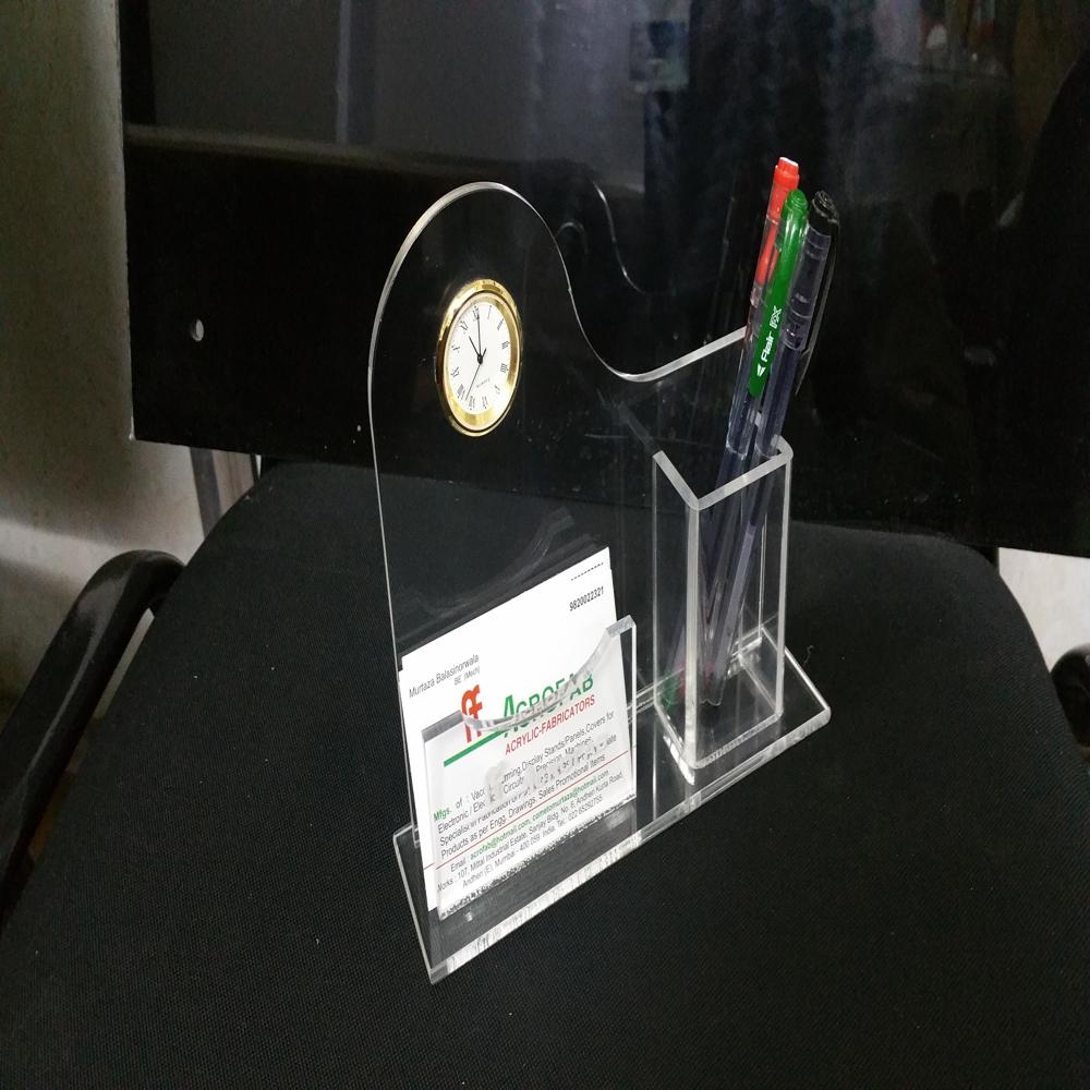 Acrylic Desk Clock - Rectangular Shape, Different Sizes | Polished Brown And Transparent Finish, Unisex Design, Fashionable Appeal