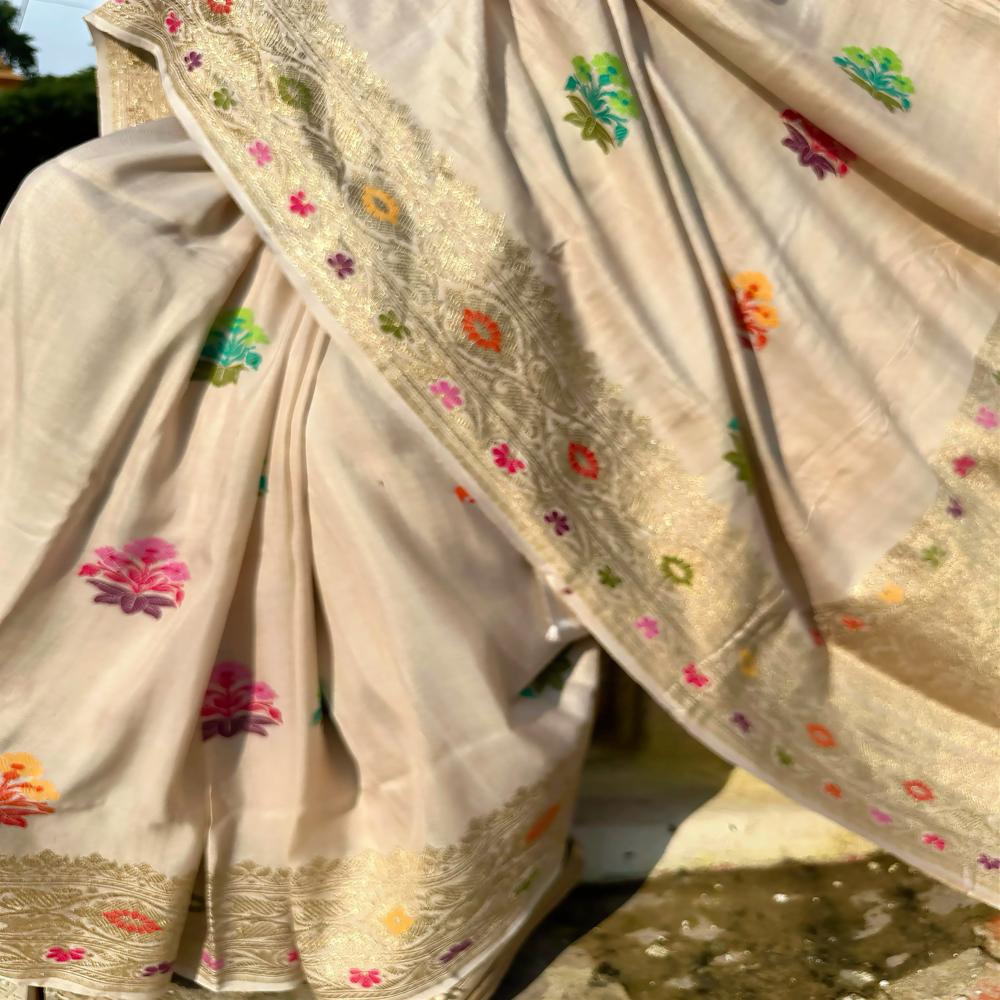 Tussar Bloom Heritage Elegant Floral Grace