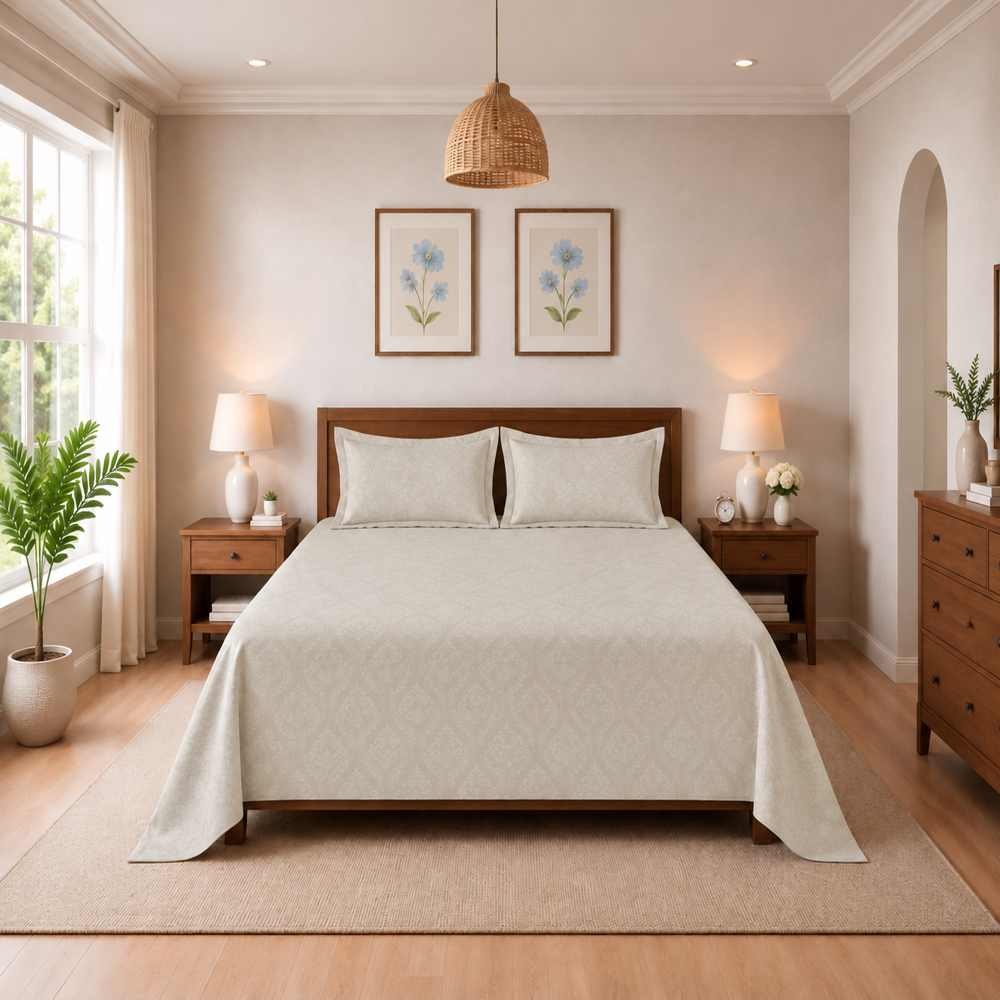 MERAVI | Ananta | King Size Bedsheet with 2 Pillow Covers | 108 INCH X 108 INCH