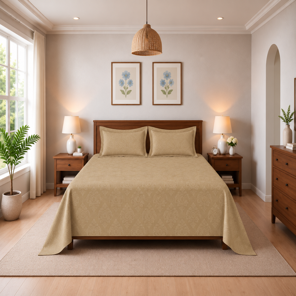 MERAVI | Ananta | King Size Bedsheet with 2 Pillow Covers | 108 INCH X 108 INCH