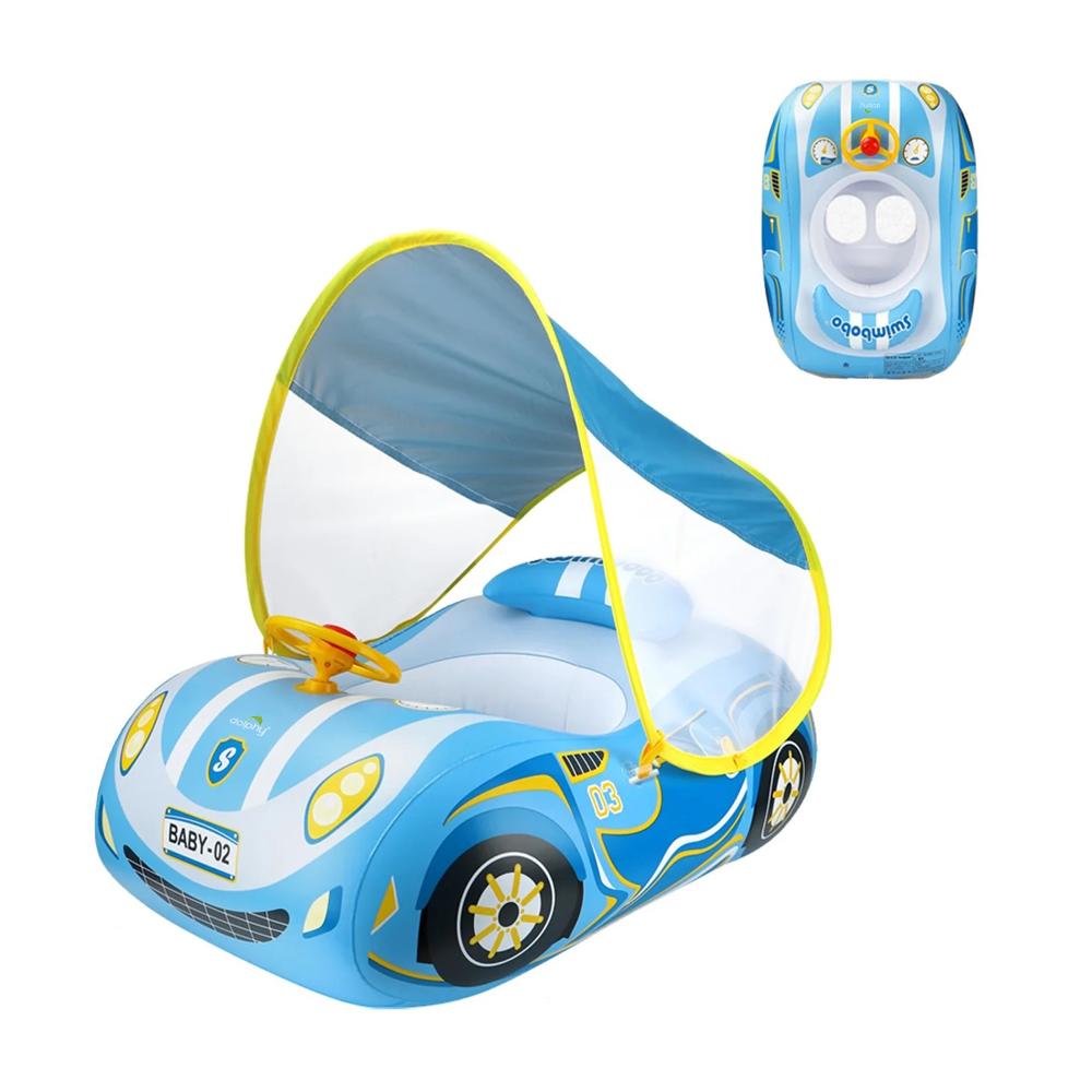 Inflatable Swimming Floats Boat with Adjustable Canopy