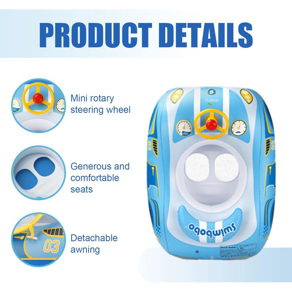 Inflatable Swimming Floats Boat with Adjustable Canopy