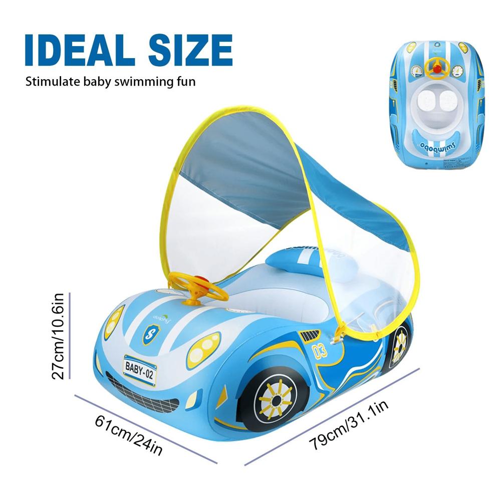 Inflatable Swimming Floats Boat with Adjustable Canopy