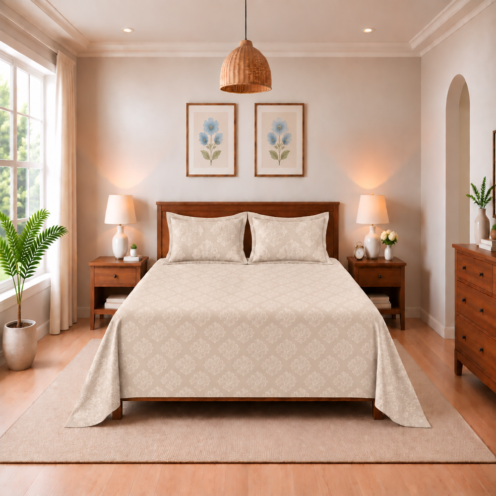 MERAVI | King Size Bedsheet with 2 Pillow Covers | 108 INCH X 108 INCH