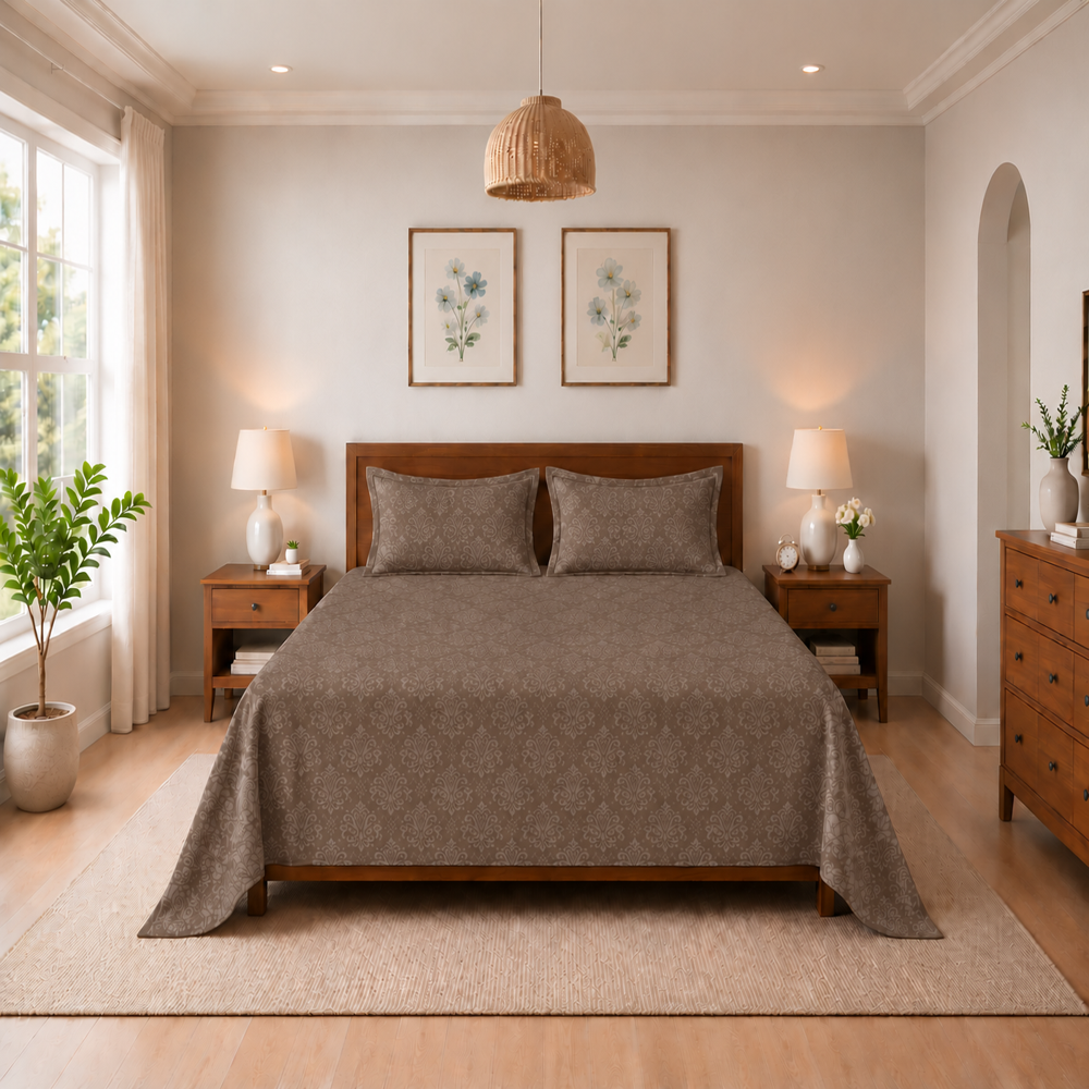 MERAVI | King Size Bedsheet with 2 Pillow Covers | 108 INCH X 108 INCH